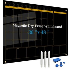 Magnetic Glass Blackboard Calendar 48"x36" Monthly Glass Dry Erase Board for ...