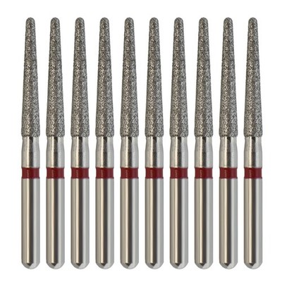 Multi-Use Dental Diamond Burs Round End Taper Friction Grip FG 850/016F Red Fine