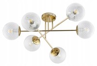 Deckenleuchte Schlafzimmer 6-Flammig Glas E27 B:70 Cm Deckenlampe Wohnzimmer