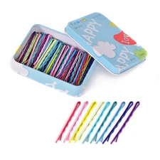 100 Colorful Bobby Pins in Cute Box for All Hair Types, 2.16 Inch