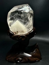 2.54LB Natural Rainbow White Quartz Freeform Crystal Energy Reiki Decor+Stand