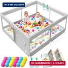 Baby Playpen with Mat, 50x50 Inch Playpen with Mat Waterproof for Babies and Tod