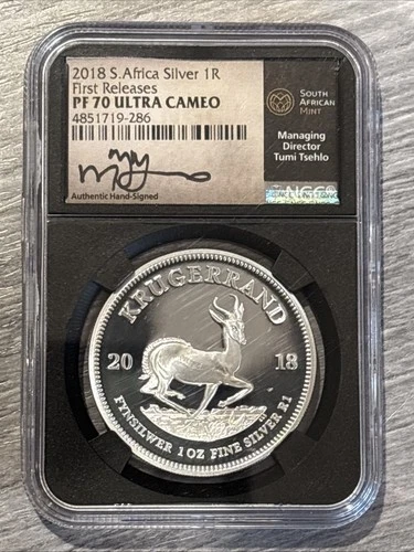 2018-South Africa- 1 Silver Krugerrand- NGC -PF70UC- Tumi Tsehlo- First Release