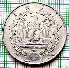 ITALY Vittorio Emanuele III 1940 R - XVIII 2 LIRE, WWII COINAGE NON-MAGNETIC