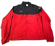 Nike Ladies Windbreaker Track Jacket Red Black Size Large L Lightweight Running