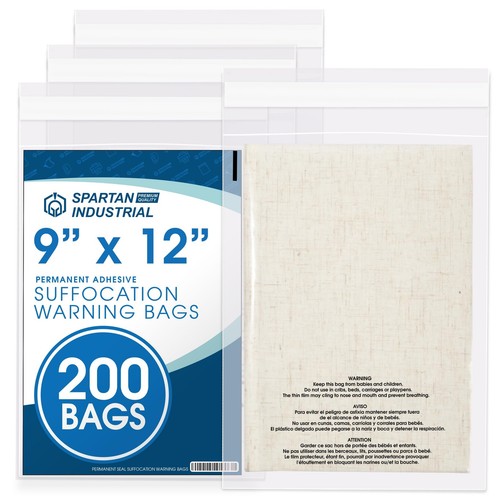 Spartan Industrial - 9” X 12” (200 Count Self Seal Clear Poly Bags With ...