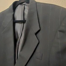 Versini Blazer Mens 42R Black Sports Coat Jacket Wool Striped