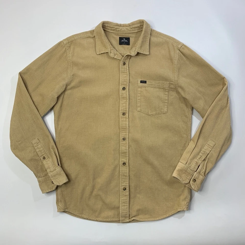 Camisa masculina Rip Curl M média mel algodão clássico surf veludo manga longa - Imagem 2 de 4