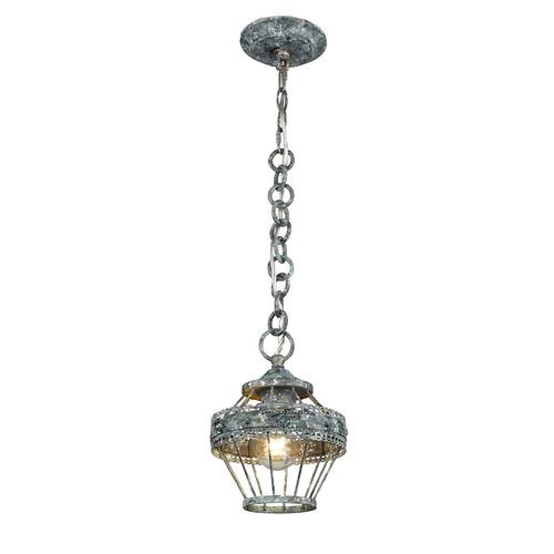 Golden Lighting 7856-M1L Ferris 8"W Cage Mini Pendant - Oyster - Picture 7 of 7