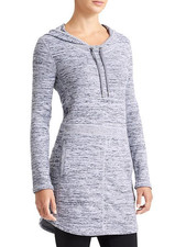 Athleta Techie Sweat Hooded Popover Dress, Light Gray Heather ~ Size Medium