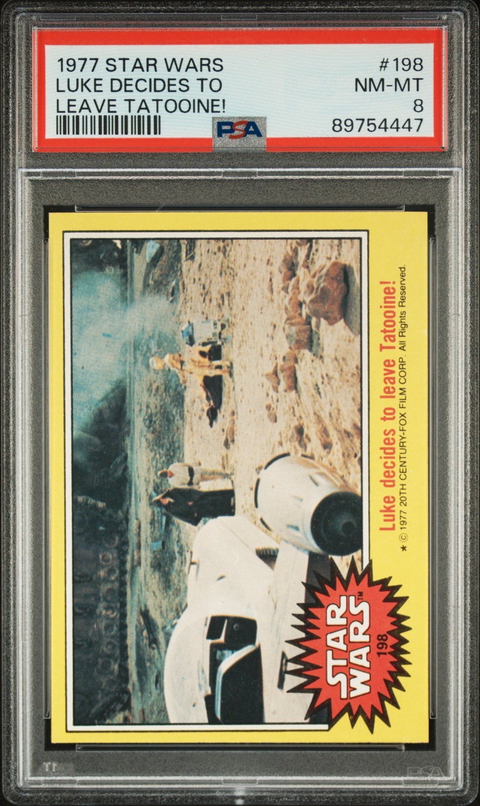 1977 TOPPS STAR WARS LUKE DECIDES TO LEAVE TATOOINE! #198 PSA 8 view 2