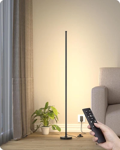 Corner Floor Lamp, Minimalist LED Floor Lamp with Remote Control, Dimmable Corne