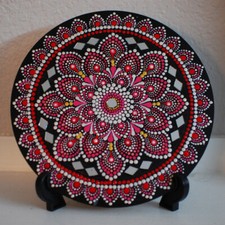 Pink and White Mandala Painting with mirror work