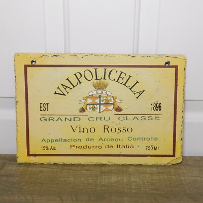 Valpolicella Vino Rosso Red Wine 1896 Italy 12'' x 8'' Slate Sign Bar Advertising