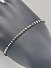 FAS 925 STERLING SILVER 2.2MM DIAMOND CUT BEAD CHAIN BRACELET 7" STACKABLE 784