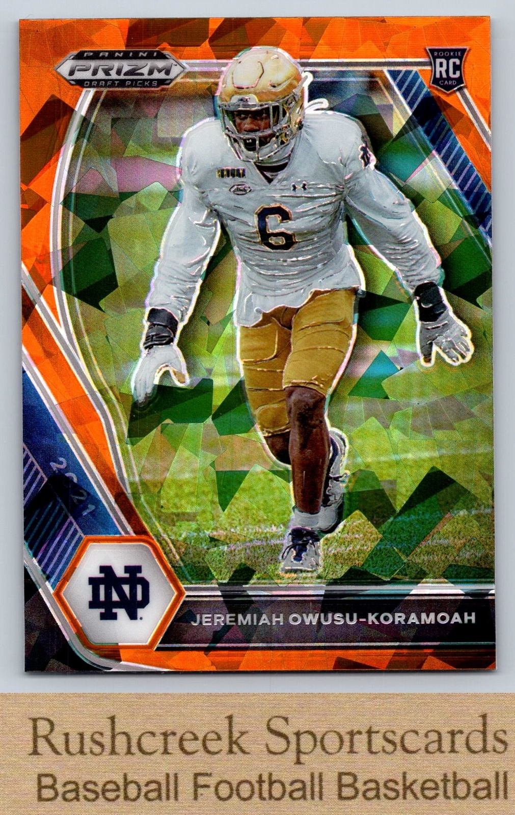 Jeremiah Owusu-Koramoah Panini Prizm Draft Picks #147 Gold Ice