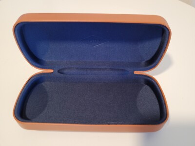 Fossil Sunglasses Case chestnut leather with navy blue interior Fossil Sunglasses Case - Etsy main image 2