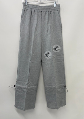 The World Is Your Oyster Mens M Embroidered Lounge Pants Gray Elastic Waist