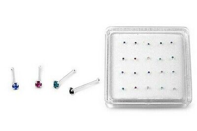 SILVER BALL END NOSE BONE STUD WITH A 1.8 MM CRYSTAL CHOICE AVAILABLE