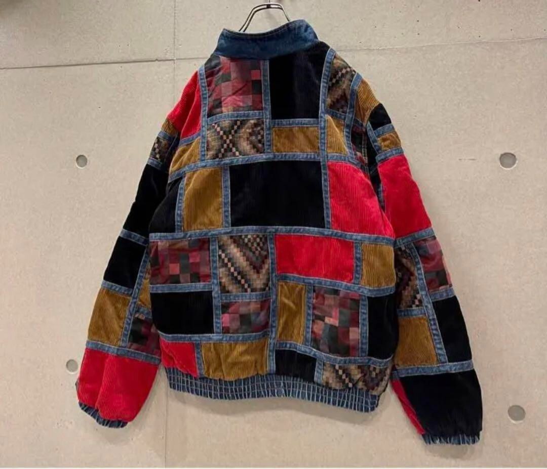 ジャケット・アウター Supreme Corduroy Patchwork DenimJacket M Supreme Corduroy Patchwork Denim Jacket FW18 Blue Red Box Logo