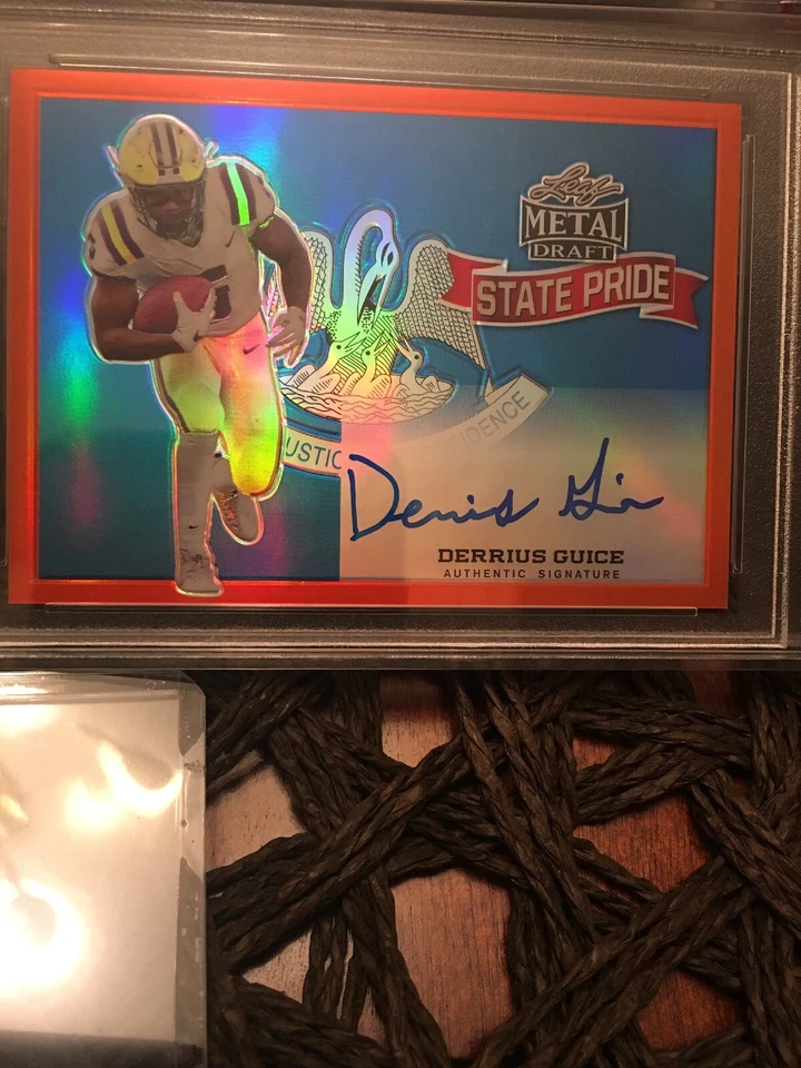 PSA 10 Gem Pop 1! 2018 DERRIUS GUICE SSP 7/7 LEAF STATE PRIDE METAL DRAFT AUTO - Image 2 of 4