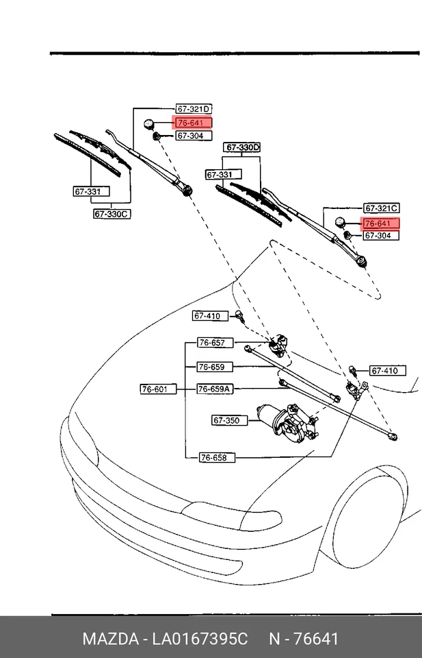 Mazda Genuine OEM RX-7 FD3S SPIRIT R Front Wiper Arm Cap Cover LA01-67-395C ×2 - Image 3 of 4