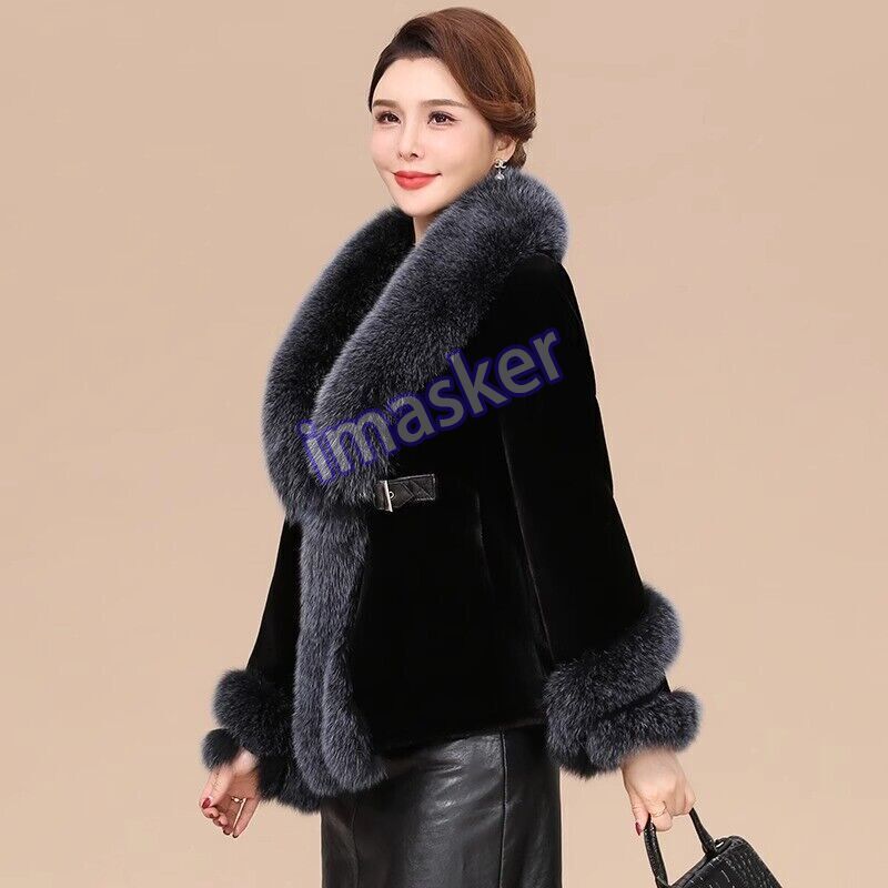 Luxury Women Winter Coat Real Fox Fur Collar Sleeve Warm Party Coat Mink Fur Coa