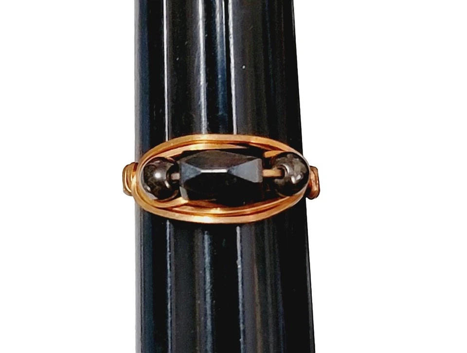 Anillo Modernista Hematita Cobre Talla 8 8.25, Negro Edgy Joyería r- Foto 4 de 4