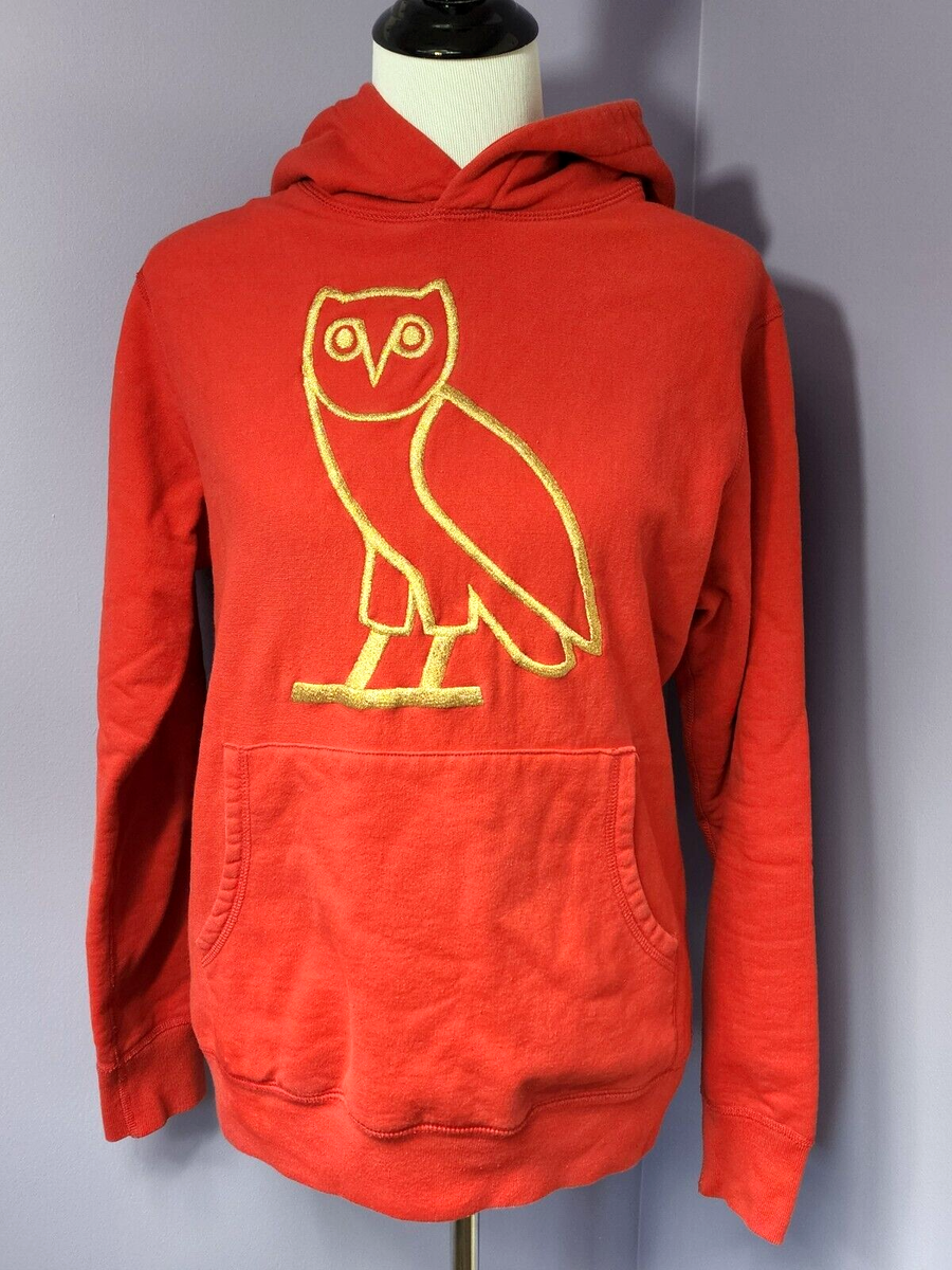Small OVO Hoodie Red with Gold Owl Octobers Very Own Drake Made in