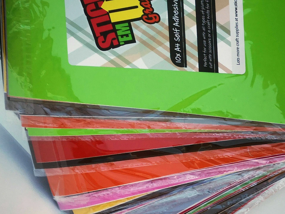 RANDOM Pack of 10x Vinyl Sheets for all Craft Cutters Self Adhesive Stickers