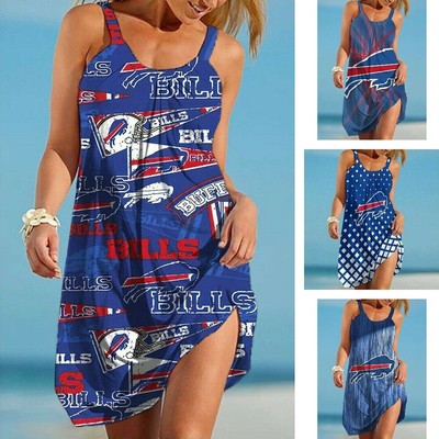 Buffalo Bills Women's Summer Loose Sling Beach Dress Casual Outdoor Sundress
