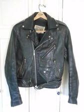 Vintage Open Road Black Leather Motorcycle Jacket, no liner, Size 36.    (DS)