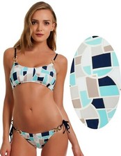 Trina Turk Disco Deco Ring Bralette Top Tie Bottom Swimsuit Bikini Set