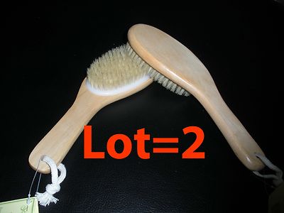 Lot *2 Natural Wood Contour Bath Body Brush Shower Spa