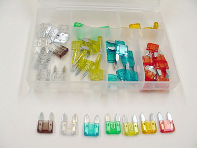 50 Assorted Mini Blade Fuses Kit Wiring Harness Electrical Box NOS Import Amps
