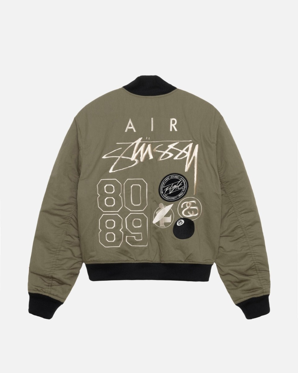 Stussy X Nike Reversible Varsity Jacket 2colors Black Olive Stussy X Nike Reversible Varsity Jacket 2colors Black Olive