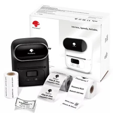 Phomemo Thermal Label Makers Barcode Bluetooth Portable Printer + 3 Paper Lot