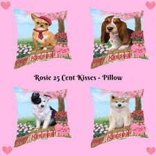 Rosie 25 Cent Kisses Dog Cat Pet Throw Decorative Travel Pillow 18x18 In