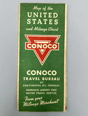 1940s CONOCO Gas & Oil UNITED STATES Vintage ROAD MAP