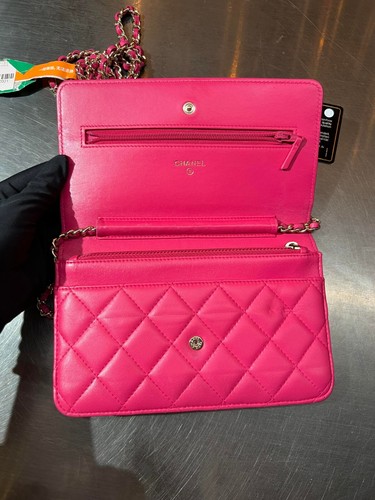 Authentic Stylish Chanel WOC Wallet Ob Chain Crossbody Bag Crafted Rose - Red Ca - Picture 8 of 21