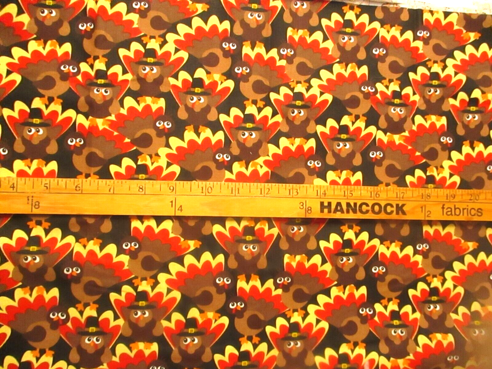 JoAnn Fabrics Cotton Thanksgiving Fabric Turkeys Brown Multi 45" W BTY