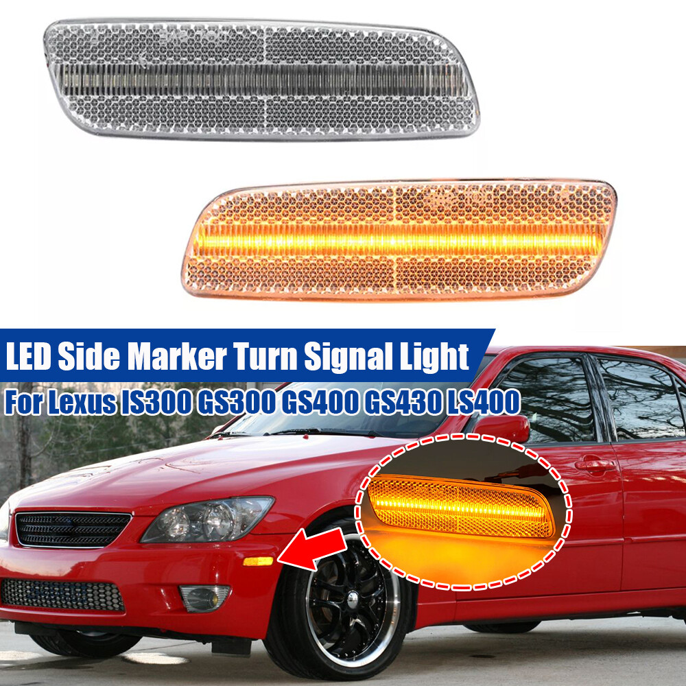 LED Clear For Lexus IS300 GS300 GS400 GS430 LS400 Side Marker Turn