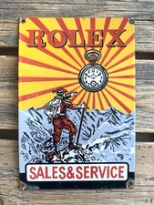 VINTAGE ROLEX SAELS & SERVICE GASOLINE OIL  PORCELAIN GAS STATION PUMP SIGN