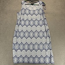 R M Richards Blue Floral Womens 14W Plus Lace Scoop Neck Sleeveless Sheath Dress