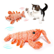 Pet Toys Electric Jumping Shrimp USB Charging Simulation Lobster Funny Cat Plush