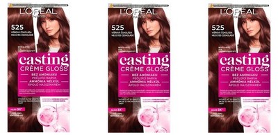 PACK OF 3 L'OREAL CASTING CREME GLOSS 525 CHOCOLATE CHERRY HAIR COLOR NO AMMONIA