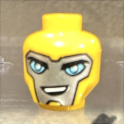 LEGO - Bumblebee Transformer Minifigure Head, Yellow, Printed Face, Plastic 