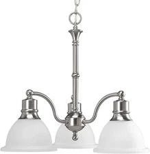Progress Lighting 3-Light Etched Glass Chandelier P4280-09 - Brushed Nickel