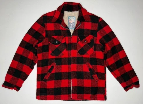 Vintage Canyon Guide Buffalo Plaid Wool Mackinaw Cruiser Jacket Sherpa USA M - product listing photo