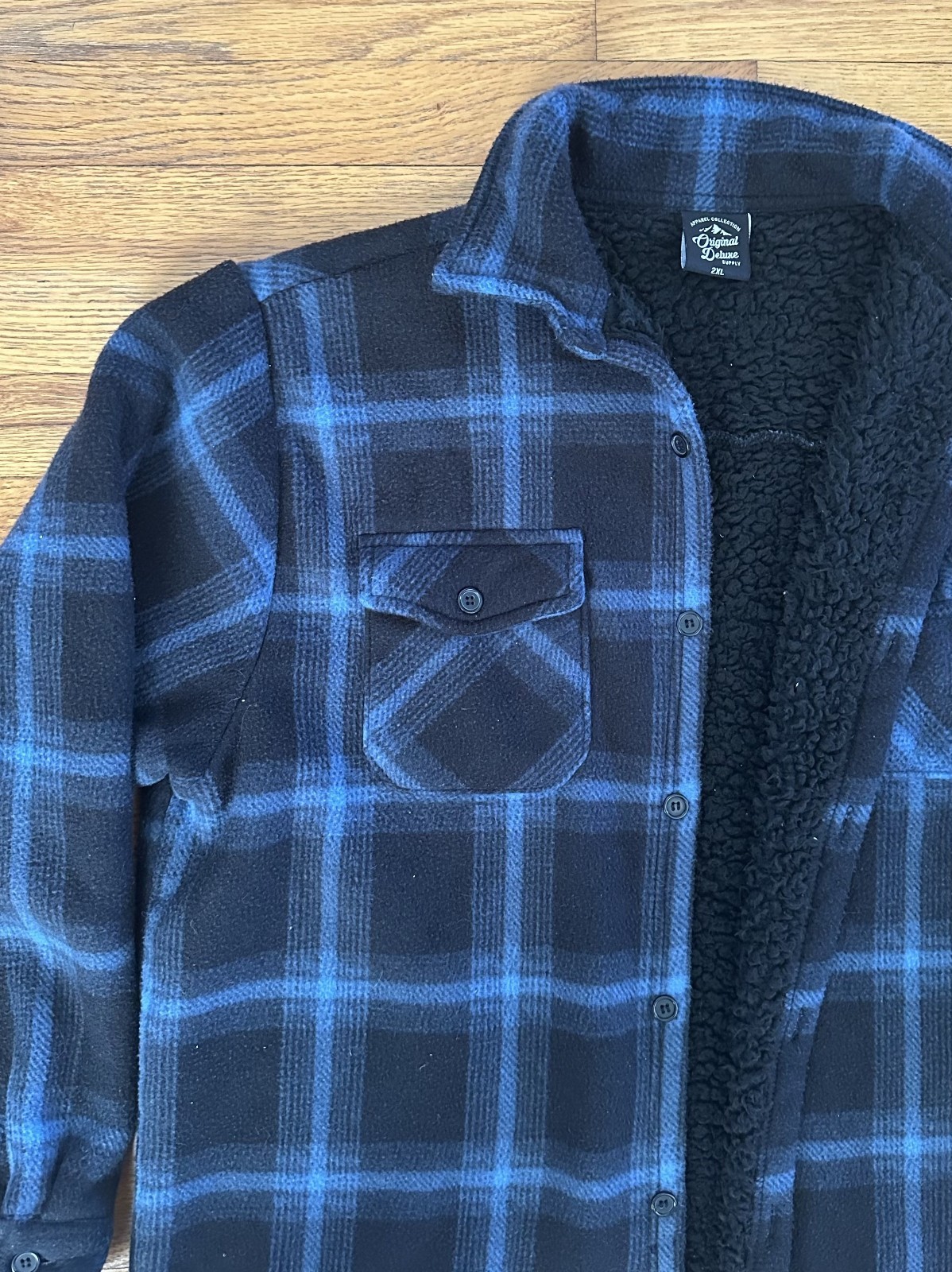 Men's Shearling Fleece Lined Plaid Button Up Shirt Jacket Cold Weather Flannel